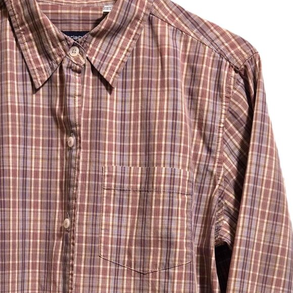 Liz Claiborne 100% Cotton Button Down  Blouse Brown/Purple Plaid Women's M - Picture 2 of 5